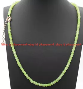 Natural 2x4mm Faceted Green Peridot Rondelle Gemstone Beads Necklace 18'' AAA+ - Picture 1 of 12