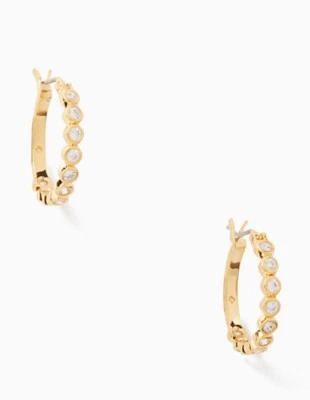 NWT Kate Spade Clear Gold Full Circle Huggies Earrings O0ru2767 - Image 1 of 4