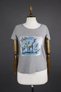 ETRO MILANO Gray Printed Cotton Short Sleeve Top T-Shirt Size 40 - Picture 1 of 10