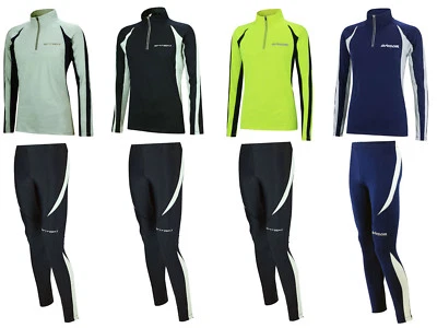 AIRTRACKS Thermo Funktions Laufset - Fleece Laufshirt Langarm Pro+Tight Lang Pro
