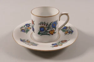 Fraureuth +Sontag & Söhne Sammeltasse Untertasse Mokka Art-Deco bunte Blumen - Bild 1 von 8