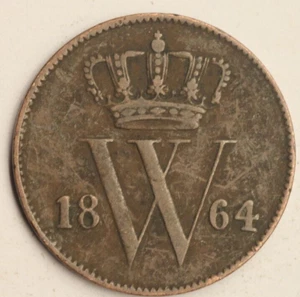Netherlands 1 Centesimi 1864 - Picture 1 of 3