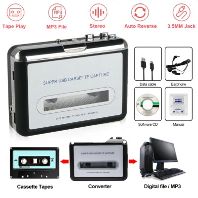 Cassette Player Portable Converter Recorder Convert Tapes to Digital MP3 Format