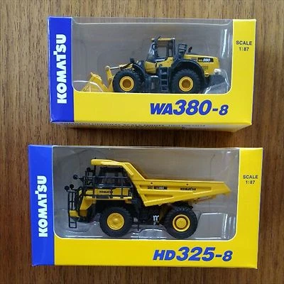 KOMATSU 1:87 HD325-8 WA380-8 EXCAVATOR dump truck 2 set japan Miniature New F/S - Image 1 of 2