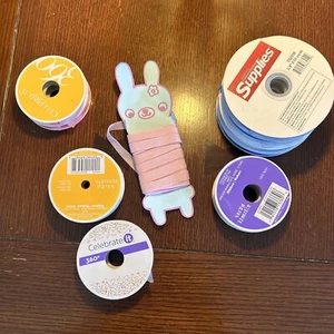 Variety Lot Of Ribbon Mixed Bundle, Blue,pink, Turquoise, Black & Paw - Picture 1 of 5