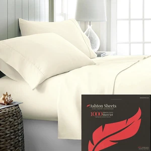 Set lenzuola queen size 100% cotone egiziano - 1000 fili 4 pezzi lenzuola queen size - Foto 1 di 8