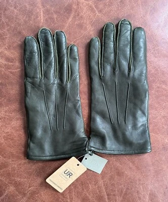 NUEVOS J Crew Guantes Técnicos 100% Cuero Forrados Talla Grande Difíciles de Encontrar Color Verde Oscuro Marrón Foto 1 de 4