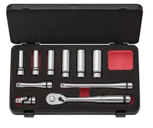 NEPROS 3/8" DEEP SOCKET WRENCH SET WITH CASE (8~17mm) NTB3L10CZ MADE IN JAPAN - Picture 1 of 2