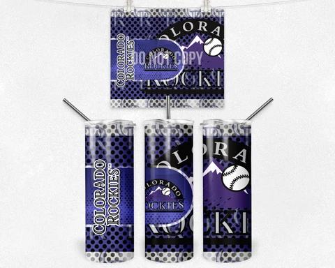 20oz Colorado Rockies Baseball MLB tumbler with box lid and straw Cover