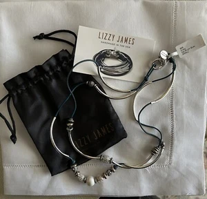 Neu mit Etikett Lizzy James Kristy Nat blau, silber, Leder wandelbare Halskette/Armband - Bild 1 von 6