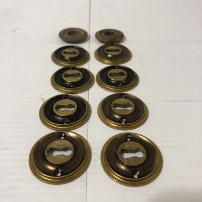 ¿Latón victoriano Art Deco vintage? ¿Cobre? Placas traseras perilla puerta cantidad 10 Foto 1 de 4