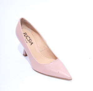 Fucsia 909b Light Beige Pink Leather Pointy Classic Heel Shoes 36.5 / US 6.5 - Picture 1 of 7