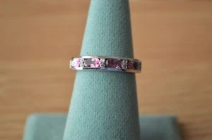 1.15ct Morro Redondo Pink Tourmaline Half Eternity Ring Platinum over Silver Sz7 - Picture 1 of 9
