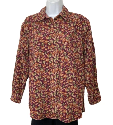 EDDIE BAUER BLUSA O CHAQUETA FLORAL PANA ABOTONADA, PETITE X-PEQUEÑA Foto 1 de 4