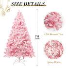 Uten 5/6/7Ft Pink Christmas Tree Artificial Flocked Spruce Xmas Holiday Decor