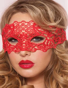 Mascherina Rossa per Coprire gli Occhi Stile Veneziana in Pizzo Ricamato Sexy - Imagen 1 de 1