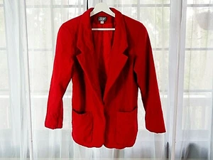 VTG KGR US Made 100% Wool Red Lined Shoulder Pads 1 Button Pockets Blazer 14 EUC - Picture 1 of 8