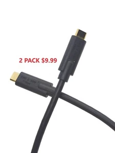 2 PACK 1ft USB 3.1 Gen 2 Type-C Male/Male Cable 100W 20V 5A Fast Charger 10Gbps - Picture 1 of 2