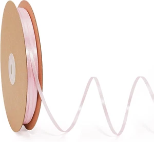 Light Pink Satin Ribbon 1/8 Inch 100 Yards Thin Luxury Double Faced Pink Silk Ri - Picture 1 of 6