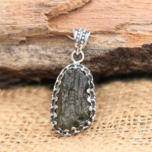 Czech Moldavite Pendant 925 Sterling Silver Handmade Jewelry - Picture 1 of 8