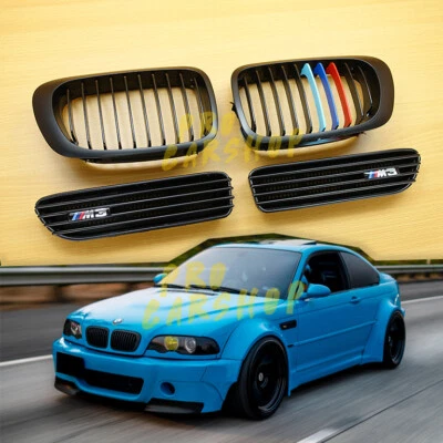 BMW E46 M3 2001-2006 Mist Black /// M-color Front Grille + Side Fender Cover - Image 1 of 4