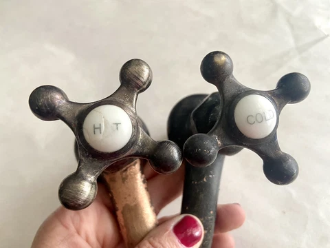 Vintage Hot And Cold Separate Bathroom Faucets Brass? Cover