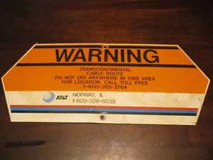 WARNING TRANSCONTINENTAL CABLE ROUTE AT&T NORWAY, IL advertising sign - Picture 1 of 3