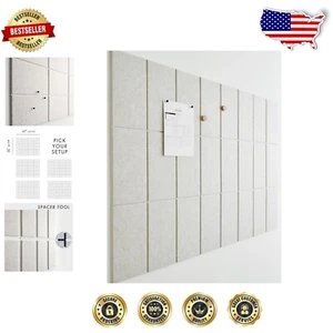 Large Pack of 24 Ivory Felt Bulletin Board Tiles - Stylish Office Organizer - Picture 1 of 8