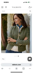 Talbots Shetland Officer Jacket Size 12 P Apple Plaid Wool Blend NWT $159 - Picture 1 of 7