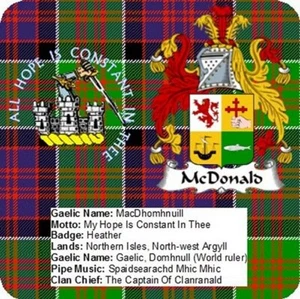 6 Pack McDonald of Clanranald Scottish Clan Aluminium Coasters With Cork Feet - Picture 1 of 4