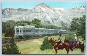 Postal cromada Denver Zephyr tren pareja a caballos Colorado #C14 - Imagen 1 de 2