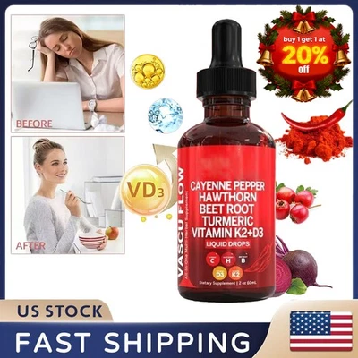 Cayena Pimienta Espino Remolacha Raíz Cúrcuma Vitamina K2+D3 Gotas Líquidas 60ML Foto 1 de 4