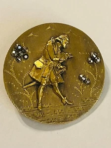 Extra Rare French Antique Brass Button of 18th C. Gentleman w/cut-steels - Picture 1 of 2