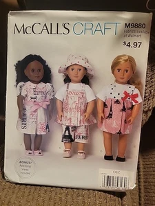 McCall's Crafts Pattern M9880 18" Doll Clothes Dress Pants Shirt Hat New/Uncut - Picture 1 of 4
