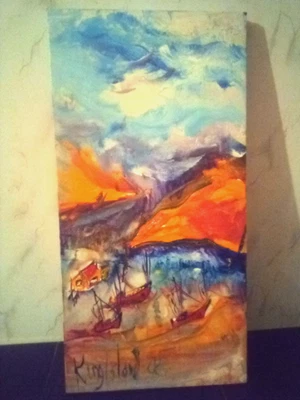 ORIGINAL OIL PAINTING  20cm X 40cm  abstract landscape. - Image 1 of 2
