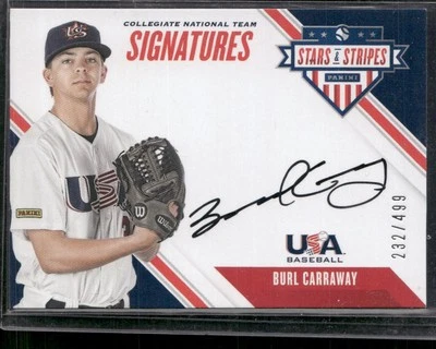 2020 Panini USA Baseball Stars & Stripes #CNT BC Burl Carraway CNT Sign/499 - Image 1 of 2
