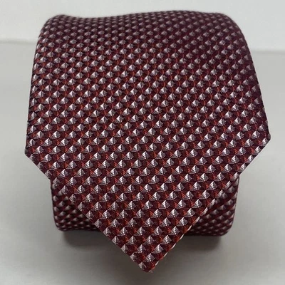 Corbata ajustada de lujo 100 % seda geométrica roja de BOSS Hugo Boss Hecha en Italia.  G3 Foto 1 de 4
