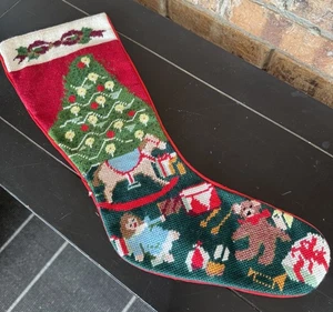 Vintage Nadelspitze Weihnachtsstrumpf Weihnachtsbaum & Spielzeug - Bild 1 von 6