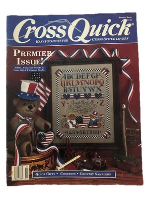 Cross Quick Premier Issue Patriotic Cover  Cross Stitch Patterns Aug/Sept 1988 - Image 1 of 2