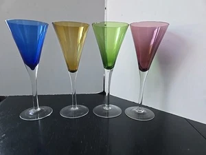 Hand Made Multicolor Champagne Glasses Contemporary Set of 4 - Picture 1 of 22