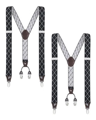 Buyless Fashion 2 Pack Suspender Men - 48" Elastic Adjustable Straps 1 1/4" - Y - Image 1 of 4
