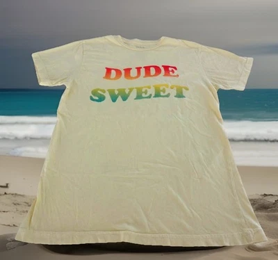Camiseta amarilla "DUDE SWEET" jerga - Capitán aleta playa barco, mediana para hombre Foto 1 de 4