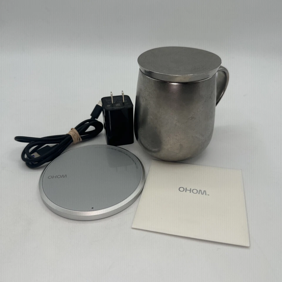 Caneca OHOM Kopi UI cerâmica autoaquecimento 12 oz caneca com carregador prata - Imagem 1 de 4