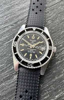 LOVELY VINTAGE SICURA SUPER WATERPROOF 400 MEN WRISTWATCH CIR:1970’s-JUMBO CASE - Image 1 of 4