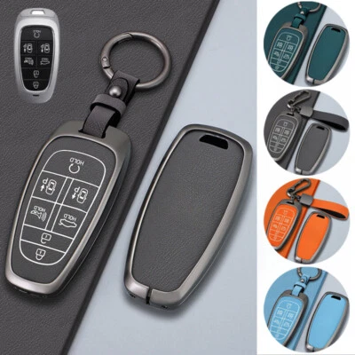 Zinc Alloy Leather Car Key Fob Case Cover Holder For Hyundai Nexo Sonata 2019 - Image 1 of 4