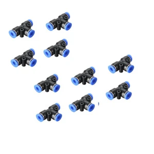 10X Tubo OD 3/8" T 3 vie raccordo pneumatico spinta per collegare raccordo aria - Foto 1 di 2