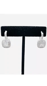 14 KARAT SOLID WHITE GOLD NATURAL DIAMOND DROP EARRINGS 1.10 CARATS 7.42gr - Picture 1 of 10