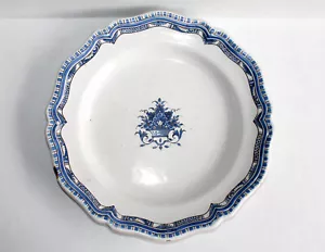 ROUEN ANCIEN PLAT ASSIETTE A BORD CONTOURNÉ FAIENCE DECOR CAMAIEU BLEU DU XVIIIe - Imagen 1 de 10