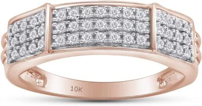 1/3ct Natural Round Diamond Men's Engagement Wedding Band Ring 10K Rose Gold - Image 1 of 4