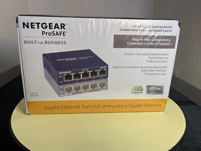 NETGEAR ProSafe GS105 5 Port Gigabit Desktop Switch brand new factory sealed - Image 1 of 4